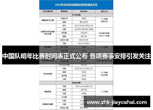 中国队明年比赛时间表正式公布 各项赛事安排引发关注